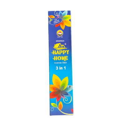 Aravinda Happy Home 3-in-1 Premium Incense Sticks (100g) – Multi-Fragrance Agarbathi Pack for Harmony & Joy by Locate Us Store