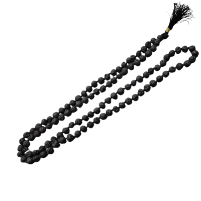 Divya Spiritual Natural & Original Jwalamukhi Lava Stone Round Beads Mala – 108+1 Beads, 8–16 Inches | Locate Us Store1 Beads8 16inches