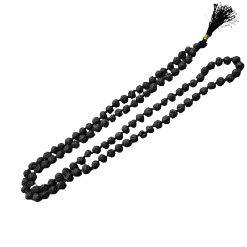 Divya Spiritual Natural & Original Jwalamukhi Lava Stone Round Beads Mala – 108+1 Beads, 8–16 Inches | Locate Us Store1 Beads8 16inches