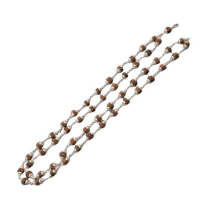 Rudraksha Mala Silver Capping – Stylish Small Size 54+1 Beads, 13.5 Inches | Locate Us Store