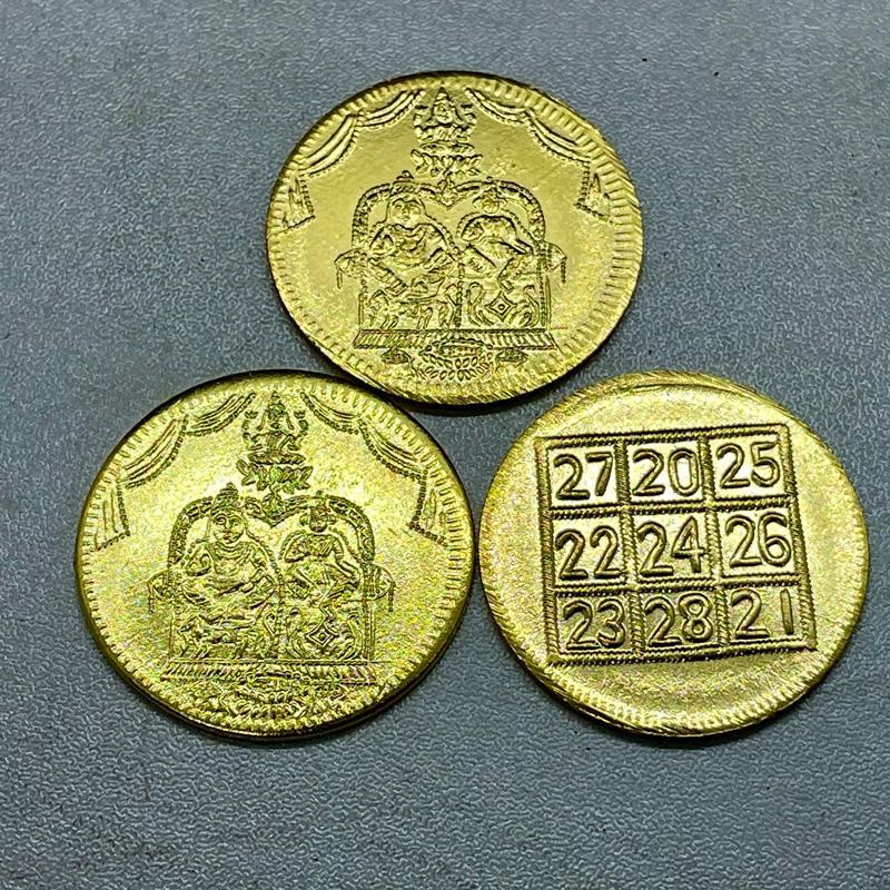 Divine Brass Lakshmi Kubera Coins (Pack of 2) – Premium Ashtothara Pooja Coins for Wealth, Prosperity & Akshaya Tritiya by Locate Us Store