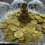 Divine Brass Lakshmi Kubera Coins (Set of 108) – Premium Ashtothara Pooja Coins for Wealth, Prosperity & Akshaya Tritiya by Locate Us Store