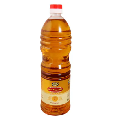 Cycle Om Shanthi Chandanam Pure Puja Oil (1 L) – Sacred Blend of 5 Oils with Sandalwood Fragrance for Diya & Lamp