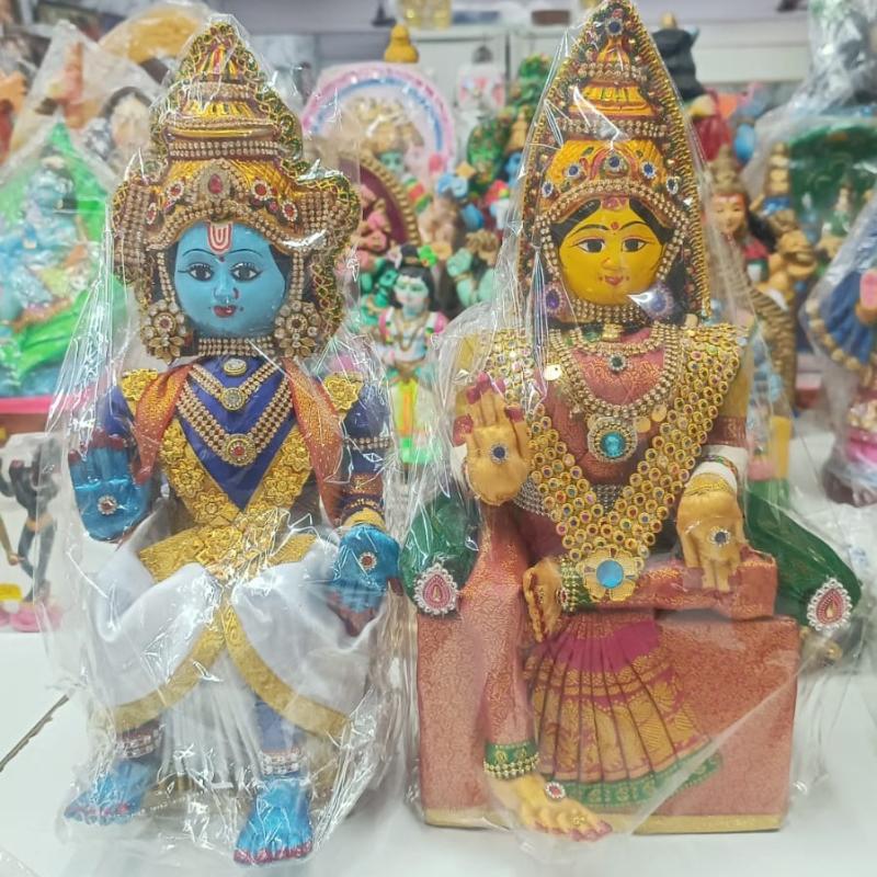Varamahalakshmi & Lord Srinivasa Idol Pair (2 Pieces) | 15 Inch Decorative Showpiece for Pooja & Housewarming