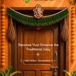 Traditional Garike Thorana with Pearls – 3.5 Feet | Green Garike Torana Door Hanging for Varamahalakshmi, Diwali & Home Décor