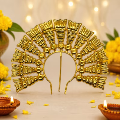 Handcrafted Gold Prabhavali - Premium Decorative height 10cm for Varamahalakshmi Festival & Home Temple by Locate Us Store