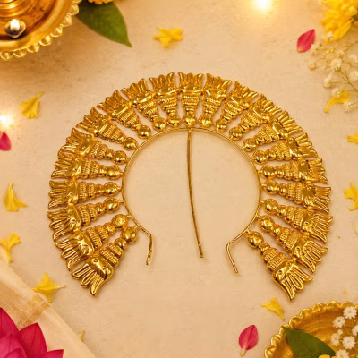 Handcrafted Gold Prabhavali for Varamahalakshmi Festival - Premium Decorative 7inches * 5inches