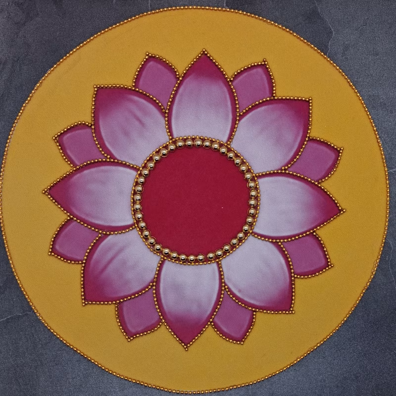 Premium Circular Lotus Decorative Mat for Pooja | Idol Base & Background Decoration for Lakshmi, Ganesha & Home Temple