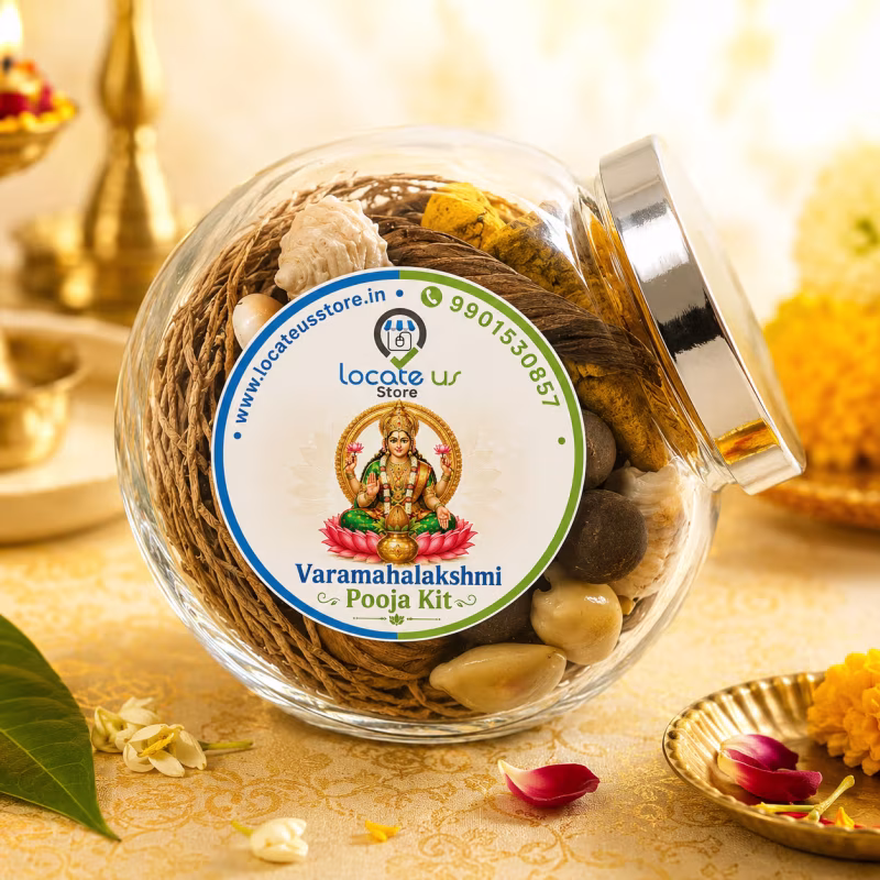 Premium Varamahalakshmi Pooja Kit | 14 Sacred Items | Lakshmi Vratham Essentials