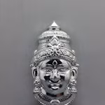 Silver-Plated Lakshmi Devi Face Mask (18 cm) for Varamahalakshmi Pooja | Mahalakshmi Face Decoration for Kalasha & Idol