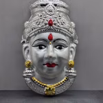 Silver-Plated Elegant Lakshmi Devi Face Mask (17 cm) for Varamahalakshmi Pooja | Decorative Mahalakshmi Face